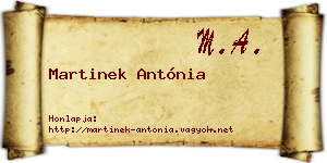 Martinek Antónia névjegykártya